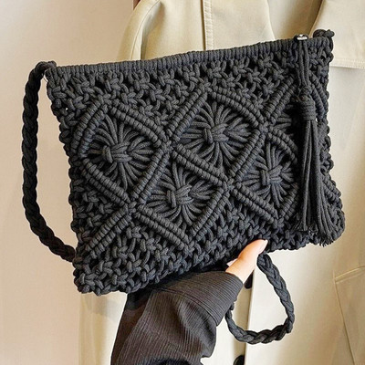 Mpire Black Hobo Women Macrame Shoulder Bag