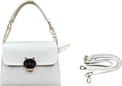 Rose Planet White Hobo Elegance cream cat lock sling bag for girls/womens