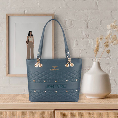 EMPIRE Blue Tote Girl’s women's vegan leather ocean side handbags hobo bag shoulder ladies purse