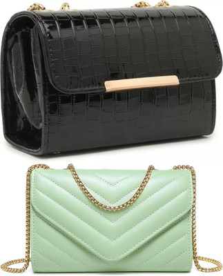 Bag ward Black, Green Sling Bag Stylish Fancy Unique Design Sling Bag For Women's/Girls(Pack of 2)