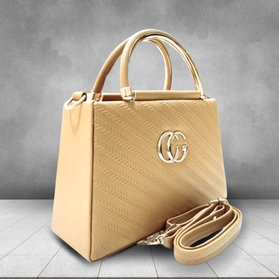 DOR Beige Sling Bag Classic PU Sling Bag with a Boxy Design for Women