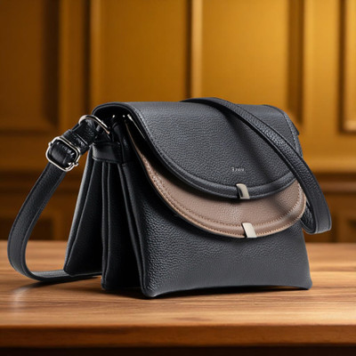 Exotic Black Sling Bag Dual-Tone with Dual Flaps – A Unique and Stylish Design Bag