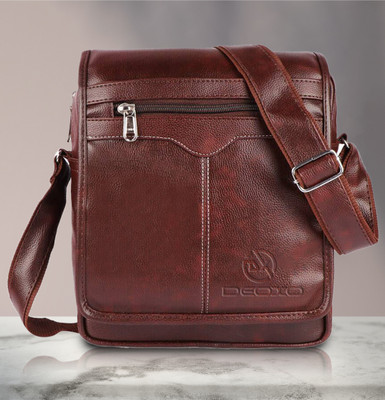 DEOXO Brown Sling Bag Men Sling Bag Casual Crossbody Daytrip Office College Side Sling Bag For Men