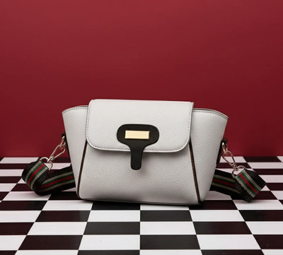 MUSRAT White Sling Bag Latest Trend Party Wear Sling Bag with Adjustable Strap for Girls and Women's