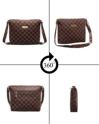 Unibo Brown Shoulder Bag Set of 2 Checkered Shoulder Handbag(Pack of 2)