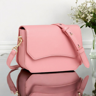 Exotic Pink Sling Bag Design Saddle Boxy Shoulder Bag