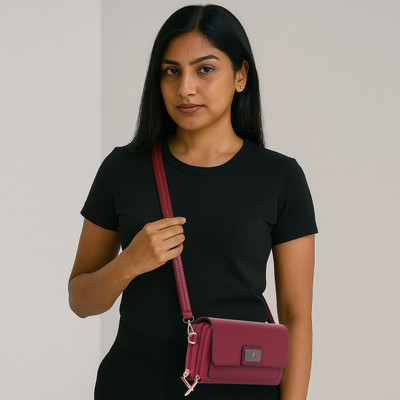 ESBEDA Maroon Sling Bag Ruby Charm Wallet Slingbag