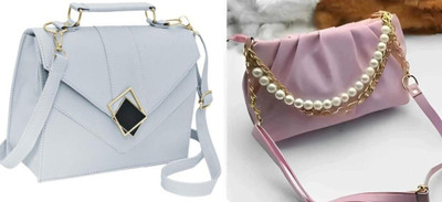 A2Z CREATIONS Grey, Pink Sling Bag Black Sling Bag for Girls | Premium Looking Women Sling bag .(Pack of 2)