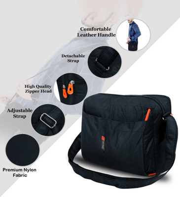 WAYCRAFT Black Messenger Bag Stylish Cross Body Sling bag for Office, Cash, Business Collection, Travelling