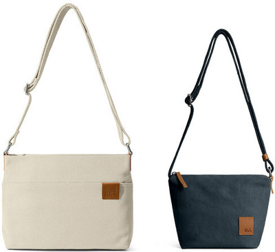DailyObjects Blue Sling Bag Caddy Crossbody Bag & Sunday Crossbody Bag Combo | Cotton Canvas | Zip Closure