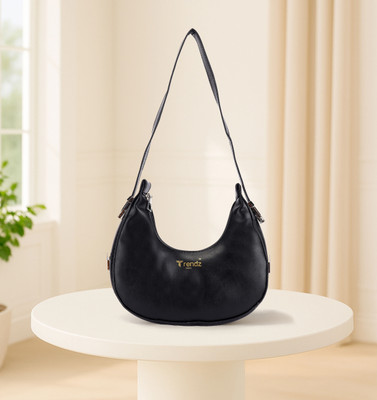 Trendz Firenze Black Hobo Crescent-Hobo Shoulder Bag for Women & Girls
