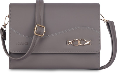 Reshu Grey Sling Bag Women's Sling Cross-Body Bags With Adjustable Shoulder Strap & 3 pockets
