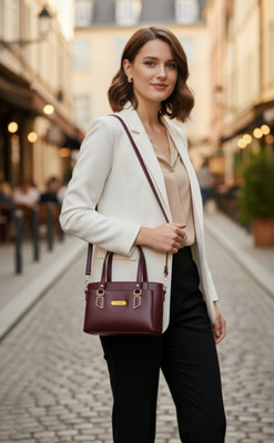 Pursolet Maroon Sling Bag Mini Soft Hand-held Bag for Women, with sling strap