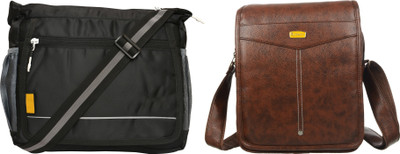 Blowzy Black, Brown Sling Bag Stylish Sling Cross Body Travel Messenger Bag with MultiPocket Zip Closure(Pack of 2)