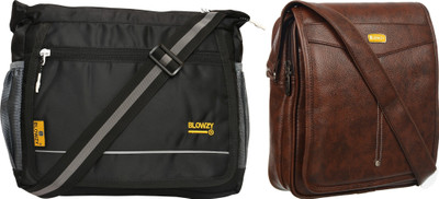 Blowzy Black, Brown Sling Bag College crossbody Travel Unisex Office Business Messenger Bag(Pack of 2)