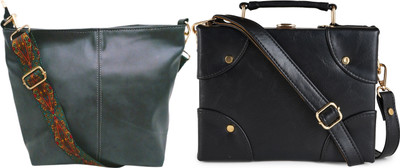 Dakota Black, Grey Sling Bag SKU09(Pack of 2)