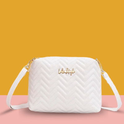 LIKE STYLE White Sling Bag Embroidered Sling Bag with adjustable Strap