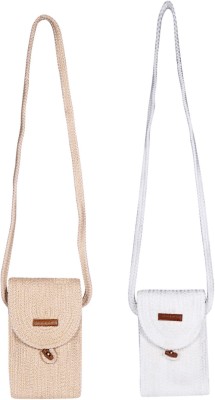 ENSAC White Sling Bag Women's Premium Juterope/Full Mobilepouch Sling Bag(Pack of 2)