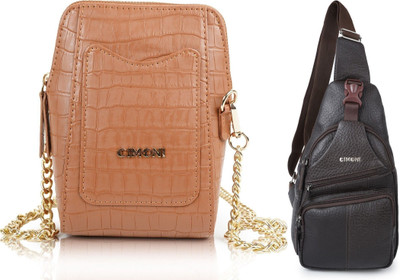 CIMONI Brown, Tan Shoulder Bag Classic Sling Bag Crossbody Shoulder Trendy Waterproof Short Trip Chest Bag(Pack of 2)