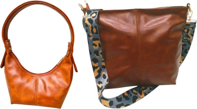 Dakota Brown, Brown Sling Bag Vegan Leather Handbag/Sling Bag/Cross-Body Bag for Girls & Women(Pack of 2)