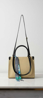 Harmi collection Beige Tote Stylish Monogram Print Handbag with Detachable Scarf