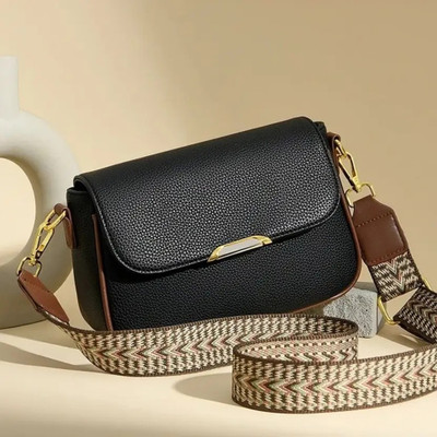 ShopGlobal Black Sling Bag Black Girls Sling Bag Korean Style Strips Bags