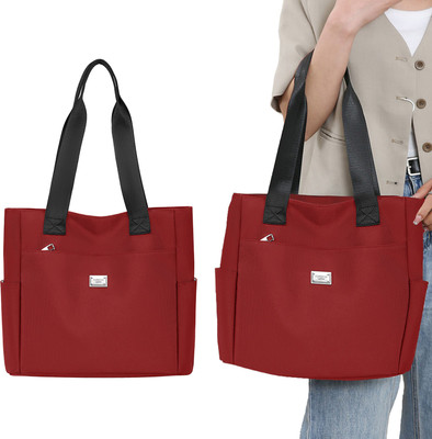 KRAPTICK Red Messenger Bag Bag - Canvas Tote Bag for Grocery Shopping, Shoulder Tote Bag for Everyday Use