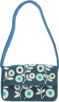 Zari and Fashion Blue Sling Bag women beaded designer partywear sling bag