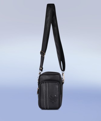 Pramadda Pure Luxury Black Sling Bag Tourister Italia Sling Bag for Men travel Mobile Crossbody chest Side beg.
