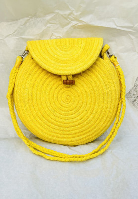 Kamya Yellow Sling Bag Round Detachable Yellow