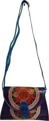 Chitrahar Blue Sling Bag Genuine LetherHandcrafted Sling Bag