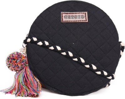 ASTRID Black Sling Bag Quilted Round Bags With Tassesls For Girls