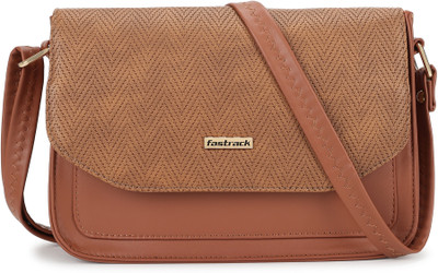 Fastrack Tan Sling Bag Textured