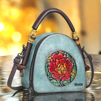 Exotic Premium Blue Sling Bag The Unique Round Floral Embossed Shoulder/Sling Bag