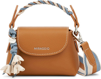 Miraggio Brown Sling Bag Mini Top Handle Handbag With Detachable Crossbody Strap