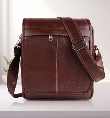 DEOXO Brown Sling Bag Men Shoulder Bag Sling Bag for Men |Anti-theft Crossbody Bag USB PU Shoulder Bag