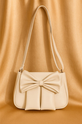 BLVCK THREADZ Beige Shoulder Bag Chic Bowknot Pleated Beige Shoulder Bag