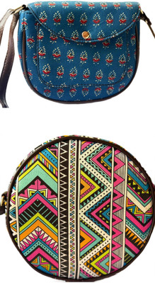 CRAFTWELL Multicolor Sling Bag Stylish New Trendy Unique Classy Design Shoulder Crossbody Sling Bag For Women(Pack of 2)