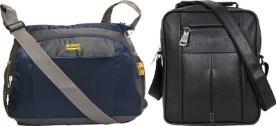 Blowzy Black, Blue, Grey Sling Bag Cross Body Travel Office Business Messenger One Side Men & Women Sling Bag(Pack of 2)
