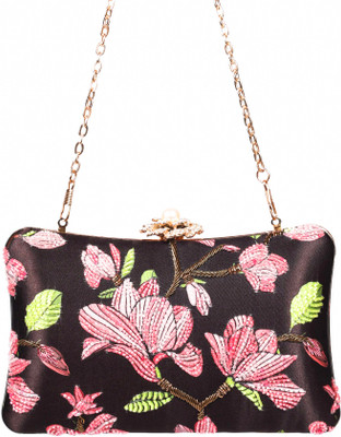 Swisni Black Hand-held Bag Traditional Beaded Wedding Clutch Purse for Girls