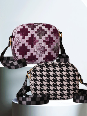 BANDICOOT Maroon, White Sling Bag COMBO SM LUCK 2 STEPS SM LUCK 1 CHECK(Pack of 2)
