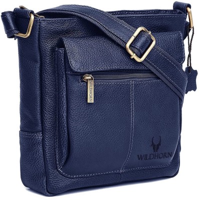 WILDHORN Blue Sling Bag Leather Bag for Men