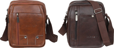 Blowzy Tan, Brown Sling Bag Cross Body Travel Office Business Messenger One Side Men & Women Sling Bag(Pack of 2)