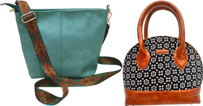 Dakota Black, Blue Sling Bag STYLISH Bohemian Handbag for Girls & Womens(Pack of 2)