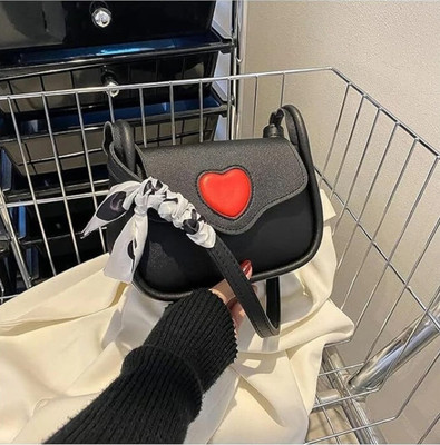 HaveGlam Black Sling Bag Korean Style Heart Sling Bags