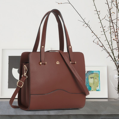 Martucci Brown Sling Bag Structured Handbag with Adjustable and Detachable Strap for Women