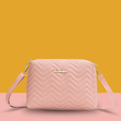 LIKE STYLE Pink Sling Bag Embroidered Sling Bag with adjustable Strap