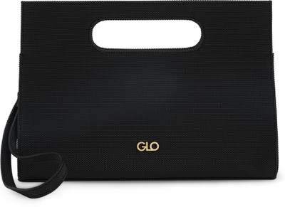 Globus Black Hand-held Bag Textured Party Bag With Wrist Strap