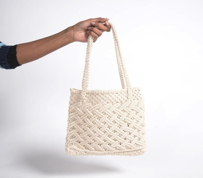 RaisingCraft White Shoulder Bag Macrame handbag purse/ carry bag