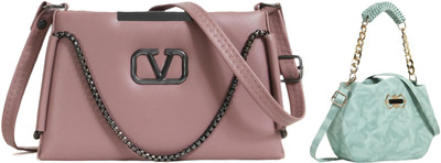 Zaxcer Pink, Green Sling Bag Beautiful Sling Bags for women and girls(Pack of 2)